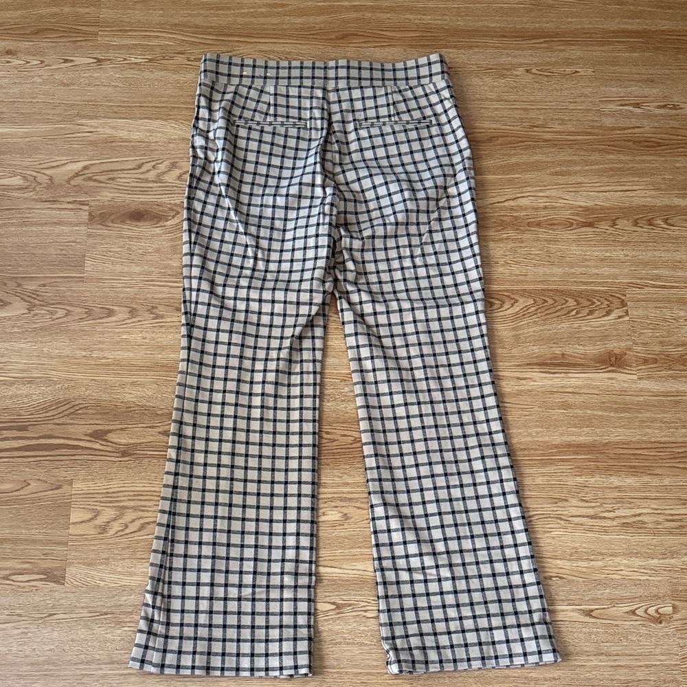 Ann Taylor Factory Plaid Boot Cut Pants - Black and Cream - Picture 5 of 9